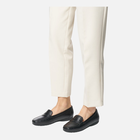 leather loafers ANNYTAH MOC WOMAN Black - image number 2 | GEOX
