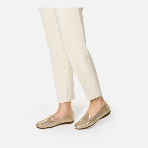 Leather loafers ANNYTAH MOC WOMAN Light Gold - image number 2 | GEOX