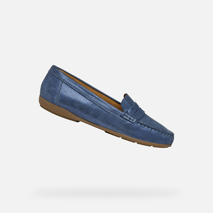 Mocassins en cuir ANNYTAH MOC FEMME Bleu aviateur foncé | GEOX