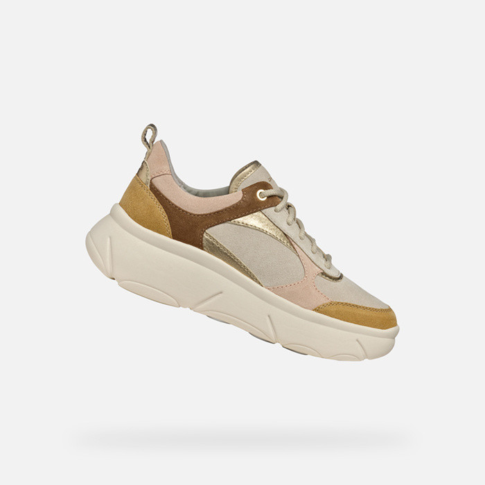 Niedrige sneakers NEBULA 2.0 X DAME Hellbeige/Cognac | GEOX