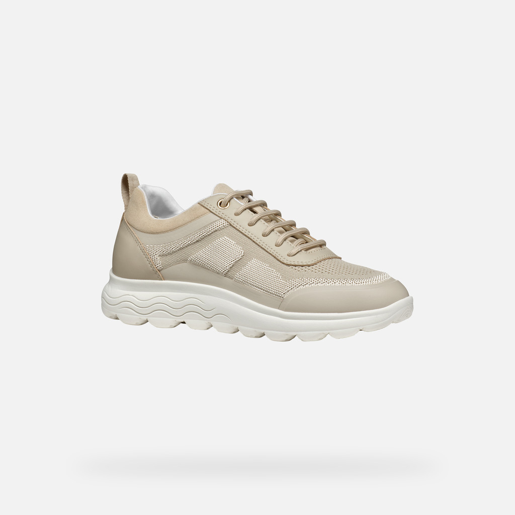 Geox® SPHERICA WOMAN: Light Taupe Low Top Sneakers | Geox