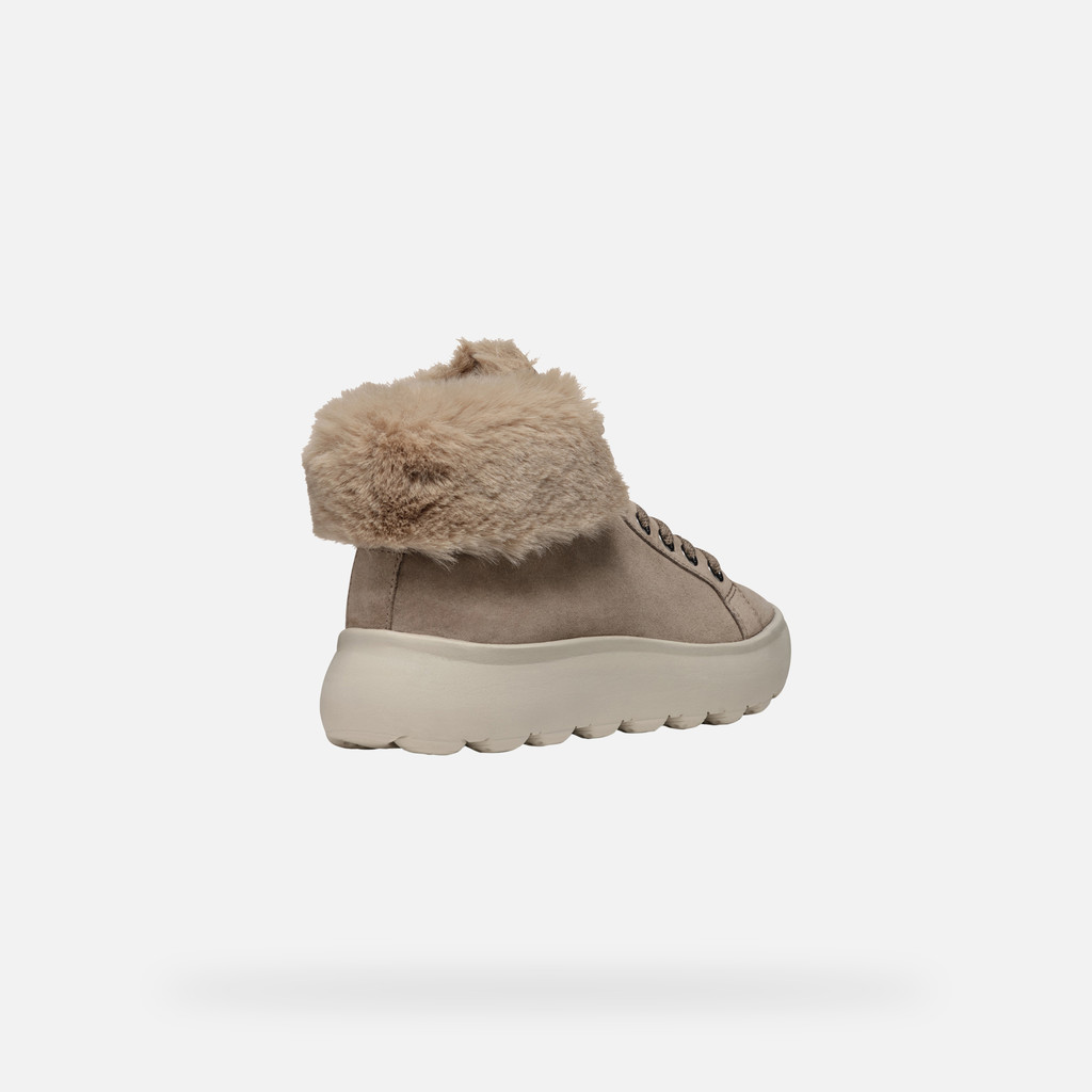 Geox® SPHERICA EC4.1 WOMAN: Taupe High Top Sneakers | Geox