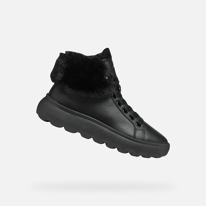 Geox black leather trainers best sale