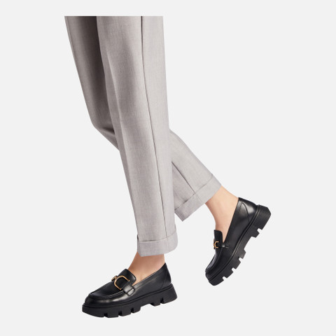 Leather loafers VILDE WOMAN Black - image number 2 | GEOX