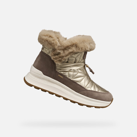 Fur-trimmed ankle boots SPHERICA ACTIF X2 ABX WOMAN Light taupe/Taupe | GEOX