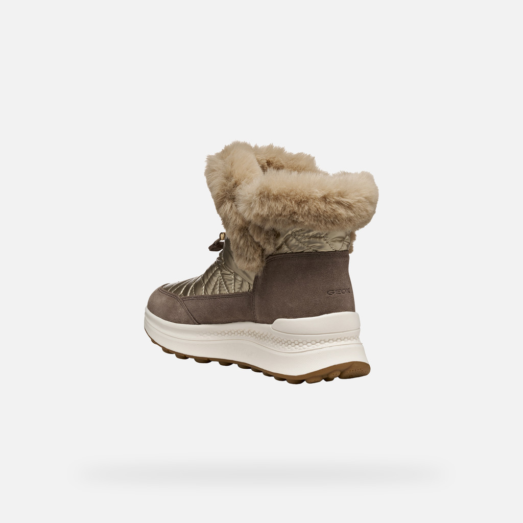 Fur-trimmed ankle boots SPHERICA ACTIF X2 ABX WOMAN Light taupe/Taupe - image number 3 | GEOX