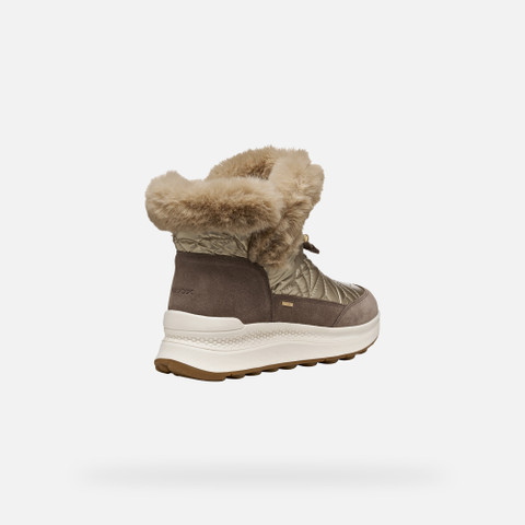 Fur-trimmed ankle boots SPHERICA ACTIF X2 ABX WOMAN Light taupe/Taupe - image number 4 | GEOX