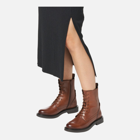 Ankle boots with laces SERILDA WOMAN Light Brown - image number 2 | GEOX