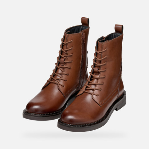 Ankle boots with laces SERILDA WOMAN Light Brown - image number 9 | GEOX