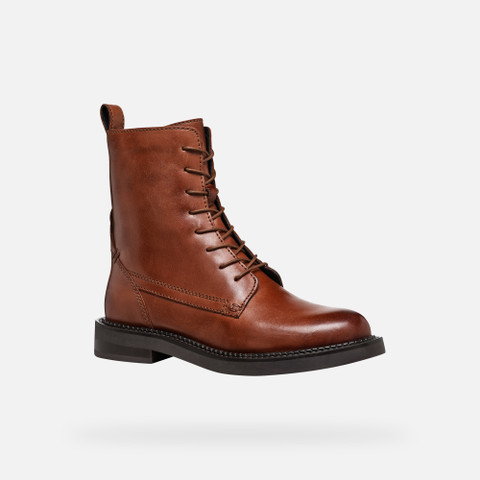 Ankle boots with laces SERILDA WOMAN Light Brown - image number 3 | GEOX