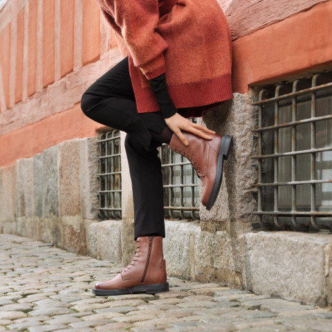 Ankle boots with laces SERILDA WOMAN Light Brown - image number 8 | GEOX