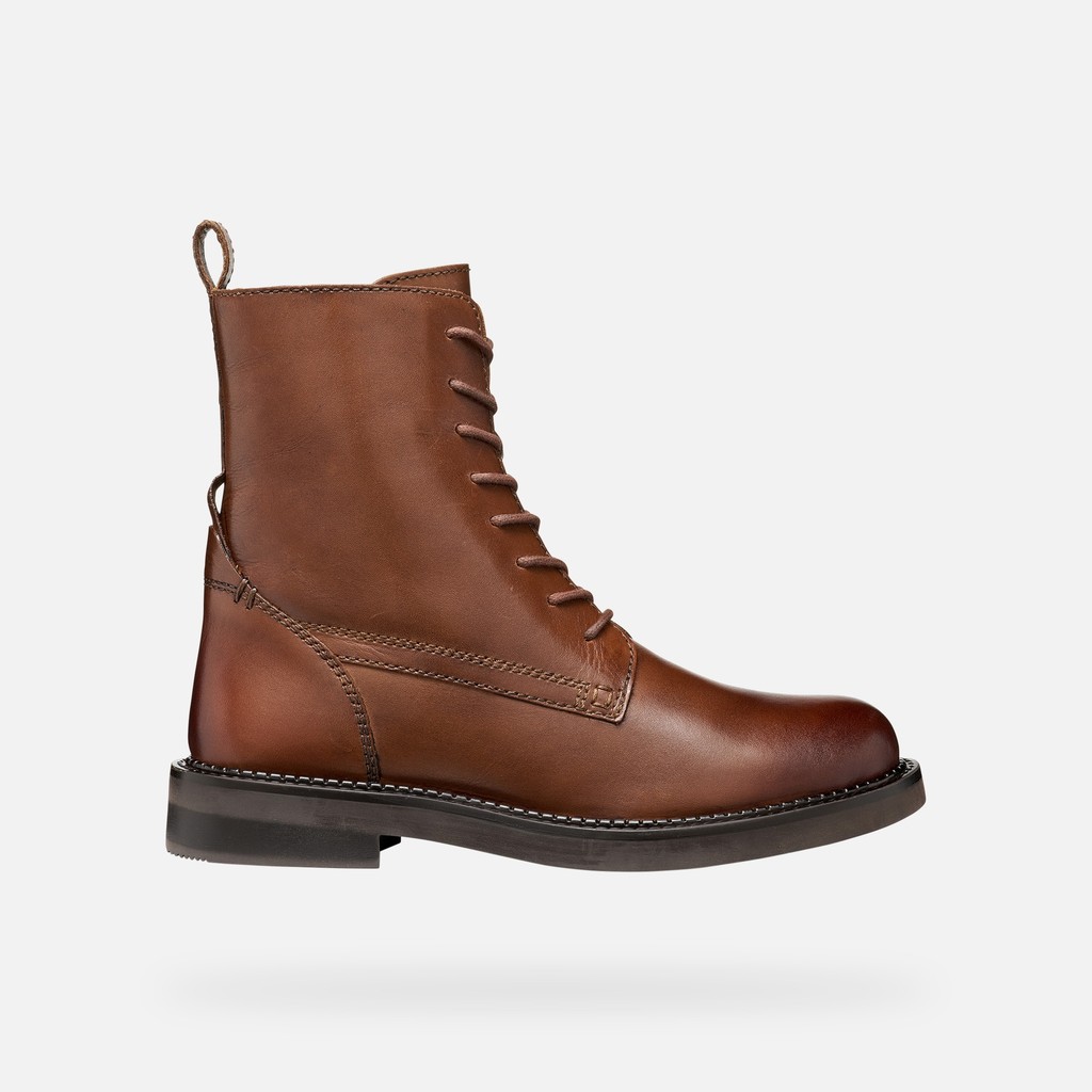 Ankle boots with laces SERILDA WOMAN Dark Brown - image number 2 | GEOX