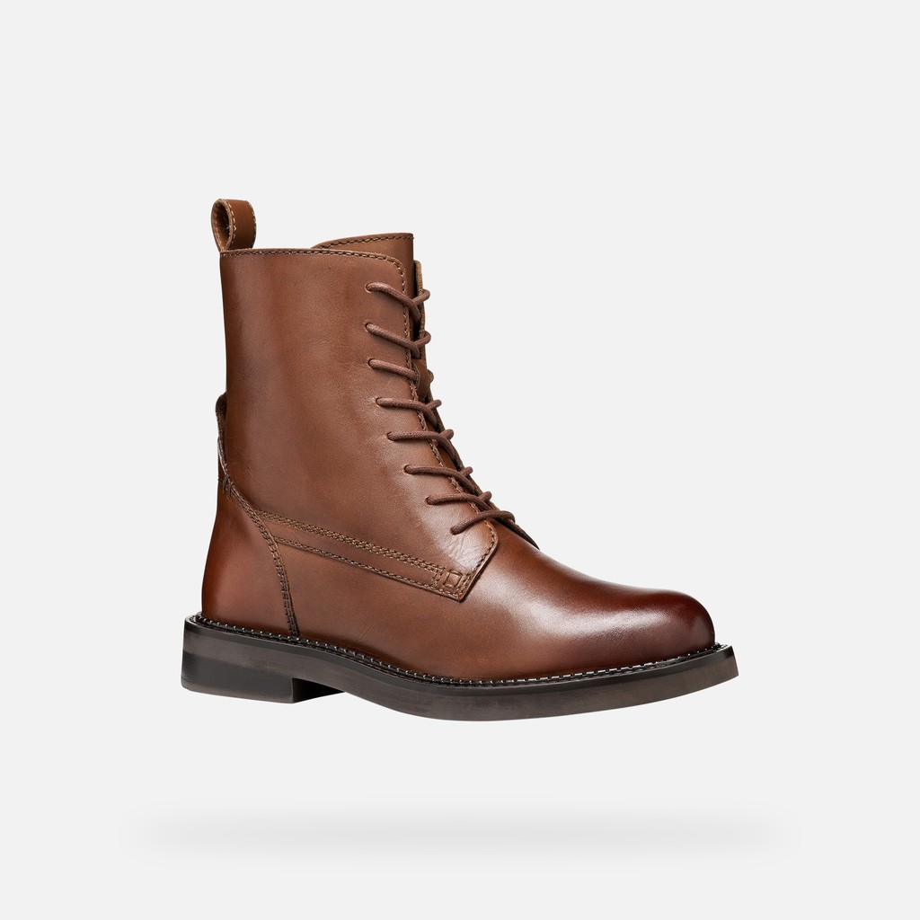 Ankle boots with laces SERILDA WOMAN Dark Brown - image number 3 | GEOX