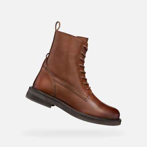 Ankle boots with laces SERILDA WOMAN Dark Brown - image number 0 | GEOX