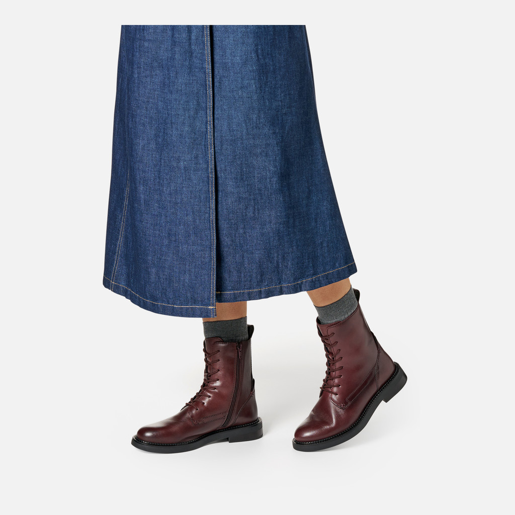 Ankle boots with laces SERILDA WOMAN Wine - image number 2 | GEOX