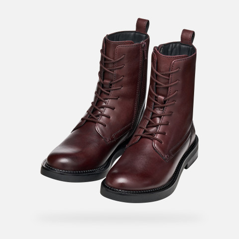 Ankle boots with laces SERILDA WOMAN Wine - image number 8 | GEOX