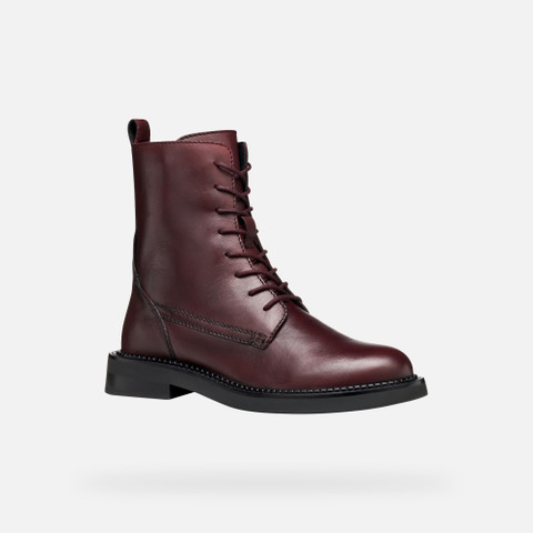 Ankle boots with laces SERILDA WOMAN Wine - image number 2 | GEOX