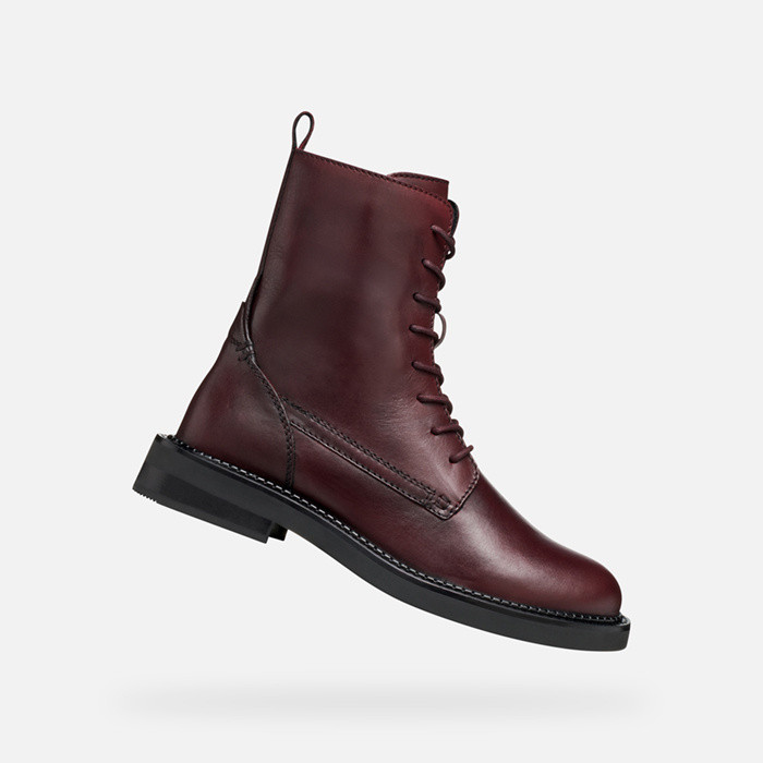 Ankle boots with laces SERILDA WOMAN Wine | GEOX