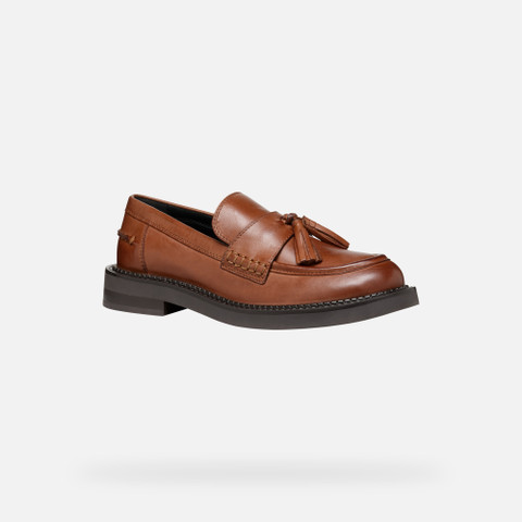 Leather loafers SERILDA WOMAN Light Brown - image number 3 | GEOX