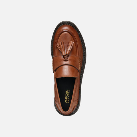 Leather loafers SERILDA WOMAN Light Brown - image number 6 | GEOX
