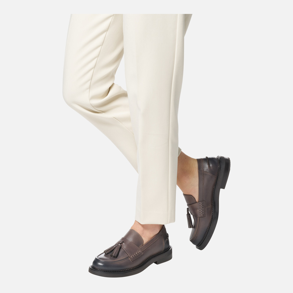 Leather loafers SERILDA WOMAN Taupe - image number 2 | GEOX
