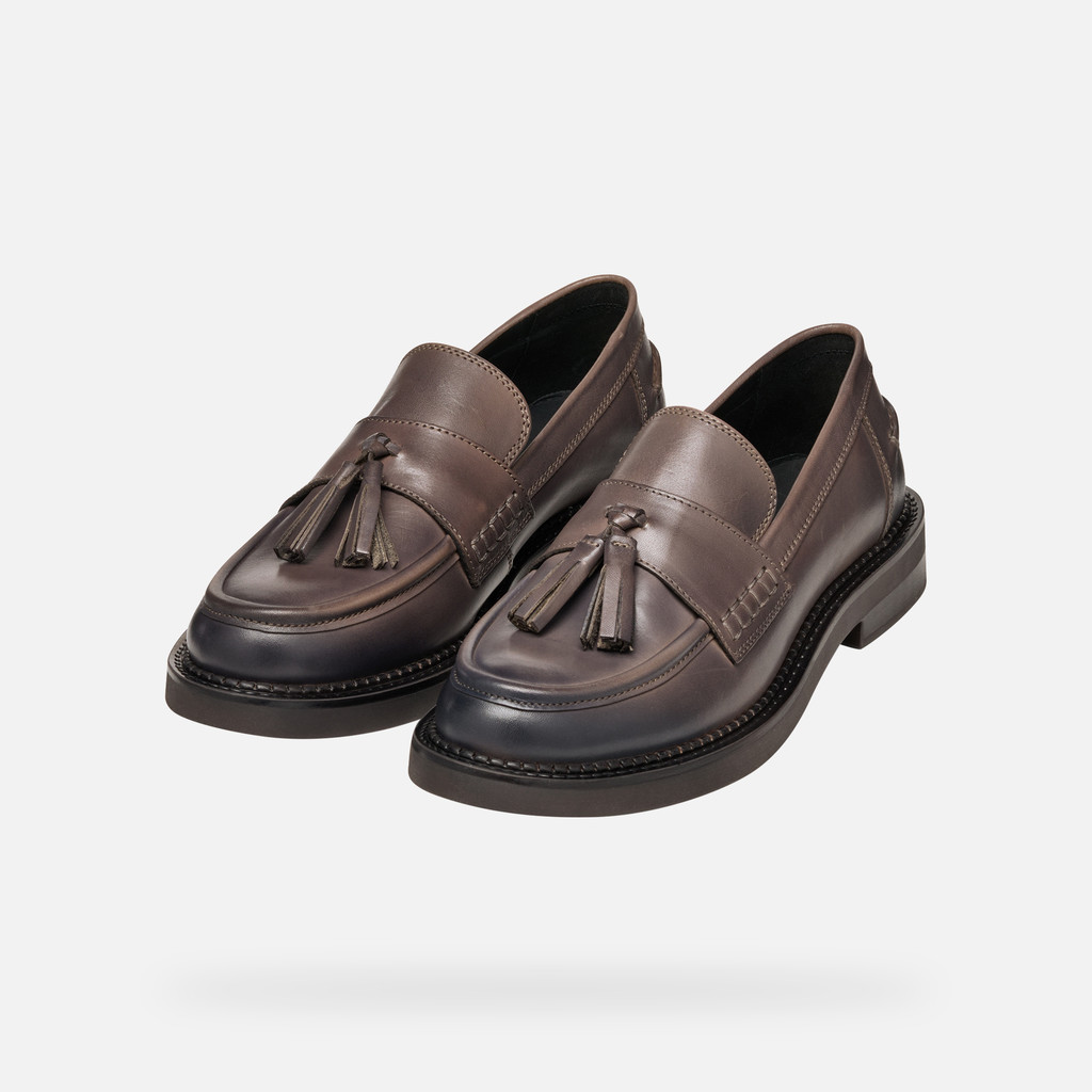 Leather loafers SERILDA WOMAN Taupe - image number 9 | GEOX