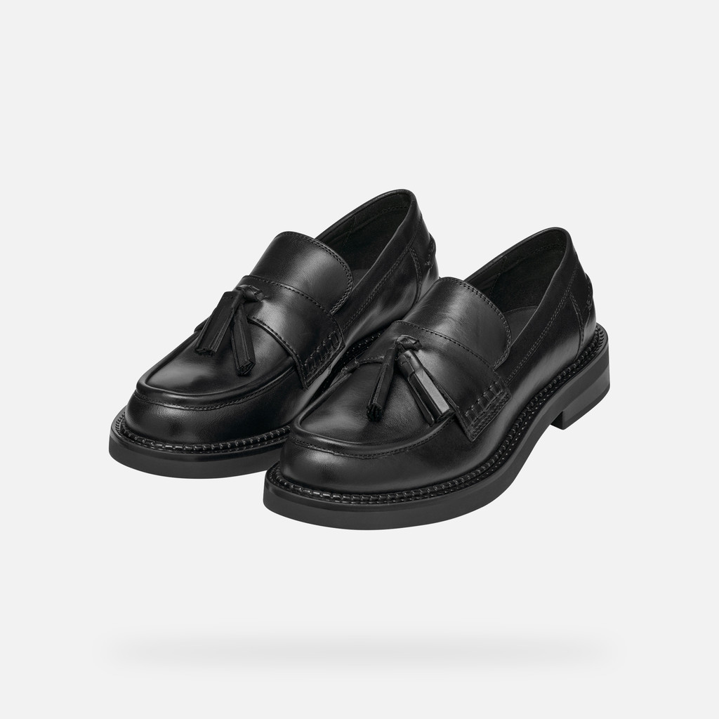 Leather loafers SERILDA WOMAN Black - image number 8 | GEOX
