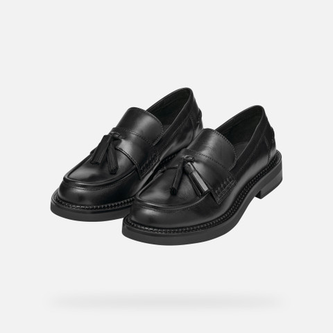Leather loafers SERILDA WOMAN Black - image number 8 | GEOX