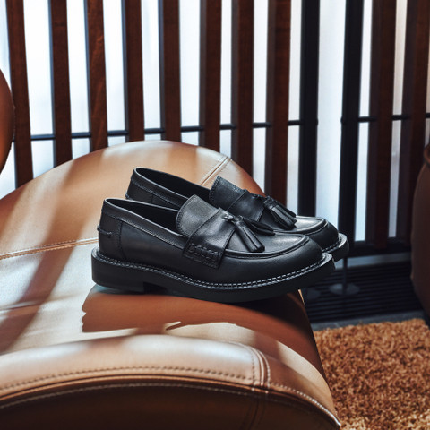 Leather loafers SERILDA WOMAN Black - image number 9 | GEOX