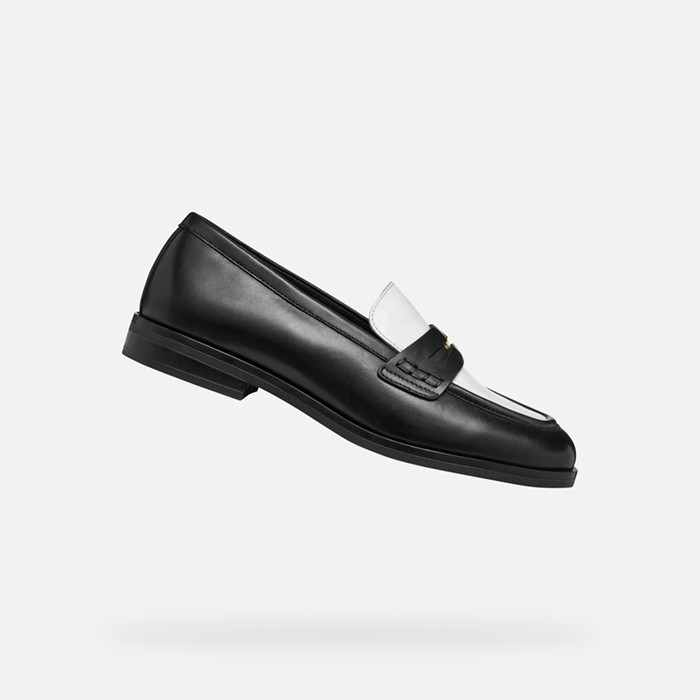 Leather loafers CLORIDIE WOMAN Black/White | GEOX