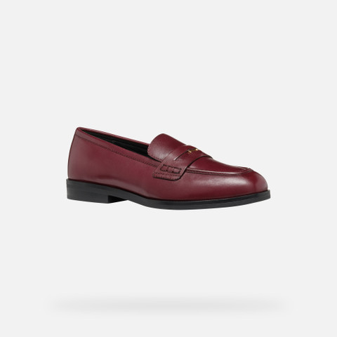 leather loafers CLORIDIE WOMAN Wine - image number 2 | GEOX