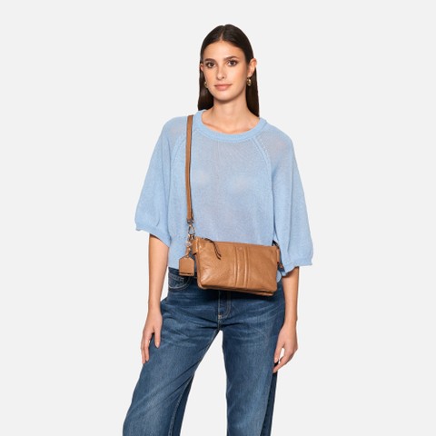 Cross-body bag CLAREE WOMAN Cognac - image number 6 | GEOX