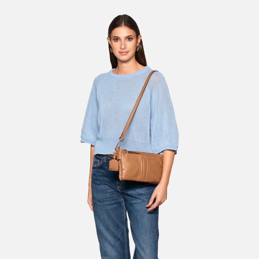 Cross-body bag CLAREE WOMAN Cognac - image number 0 | GEOX