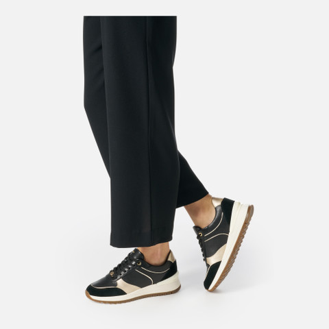 Wedge sneakers DESYA WOMAN Black/Light Gold - image number 1 | GEOX
