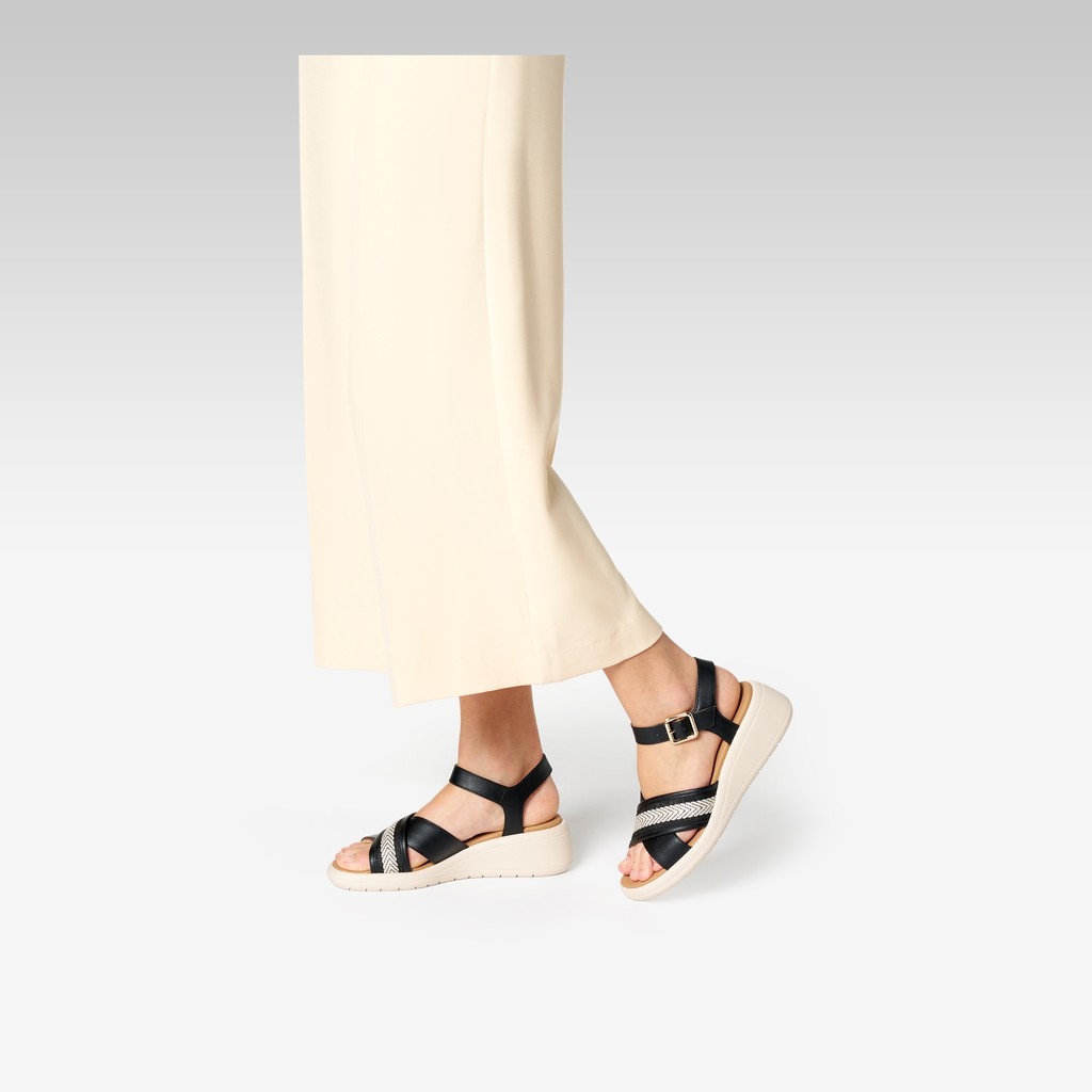 Sandali zeppa MELICONIA DONNA Nero - image number 1 | GEOX