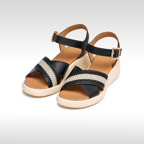 Sandali zeppa MELICONIA DONNA Nero - image number 2 | GEOX