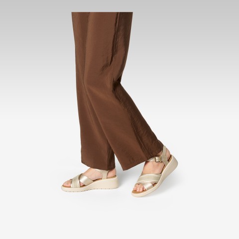 Wedge sandals MELICONIA WOMAN Light gold/Papyrus - image number 1 | GEOX