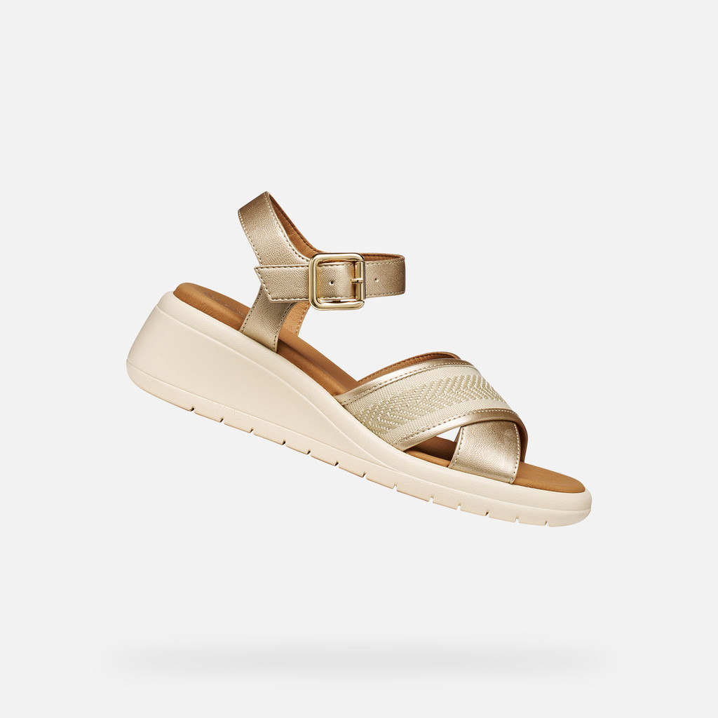 Wedge sandals MELICONIA WOMAN Light gold/Papyrus - image number 0 | GEOX