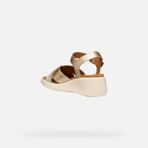 Wedge sandals MELICONIA WOMAN Light gold/Papyrus - image number 5 | GEOX