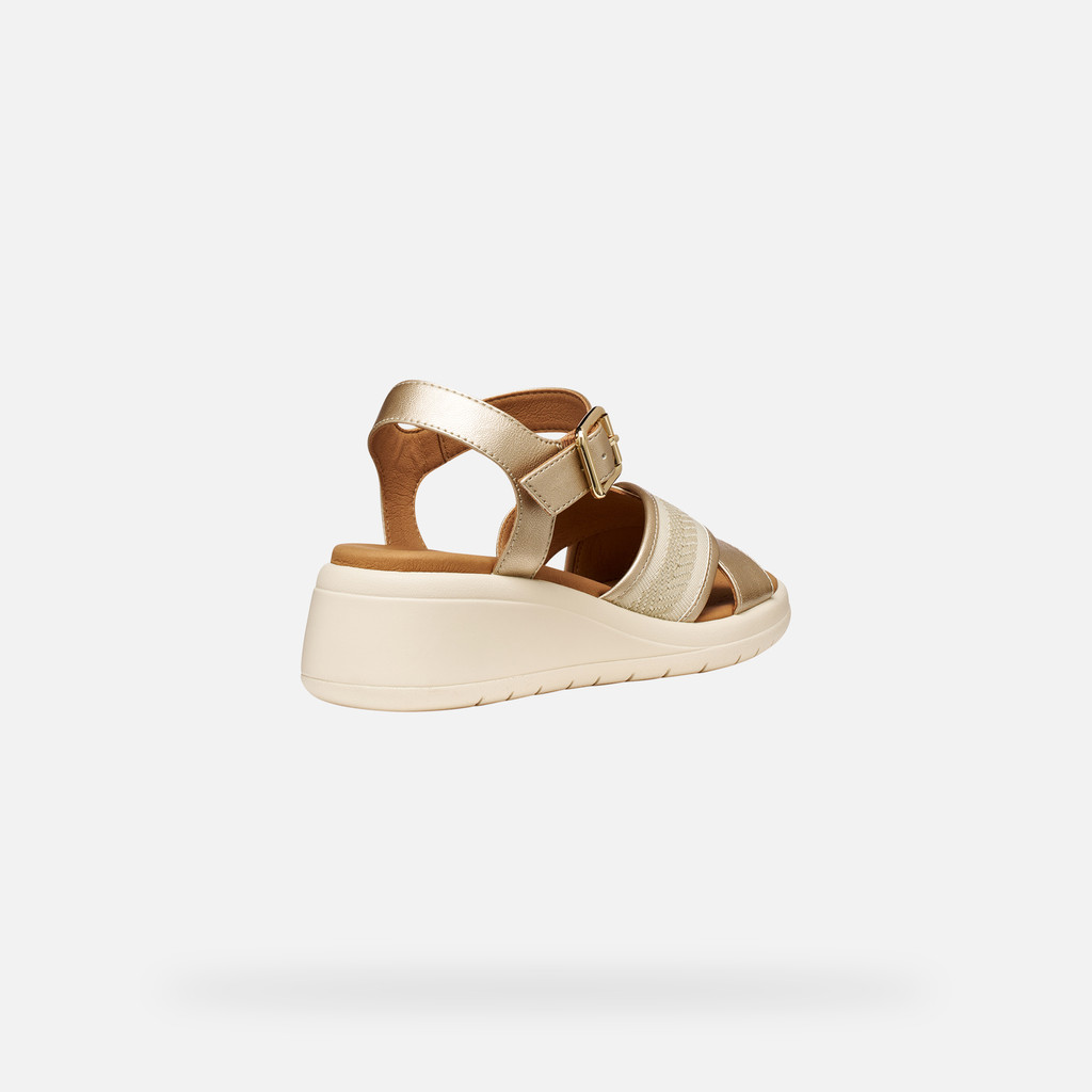 Wedge sandals MELICONIA WOMAN Light gold/Papyrus - image number 6 | GEOX