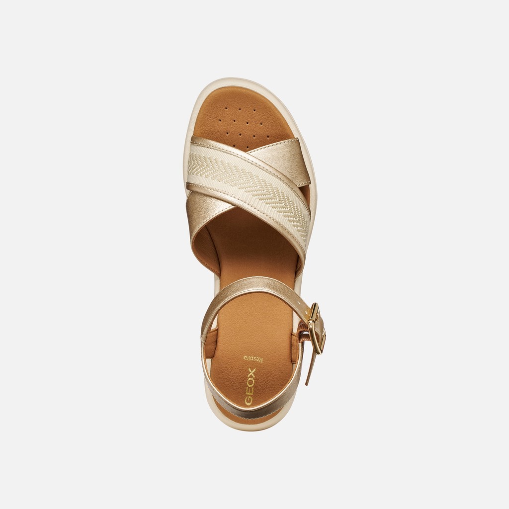 Wedge sandals MELICONIA WOMAN Light gold/Papyrus - image number 7 | GEOX