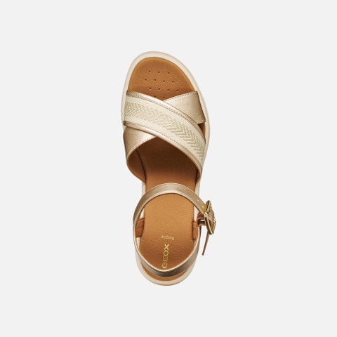 Wedge sandals MELICONIA WOMAN Light gold/Papyrus - image number 7 | GEOX