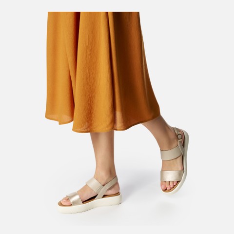 Platform sandals CAMALEI WOMAN Light Gold/Beige - image number 1 | GEOX