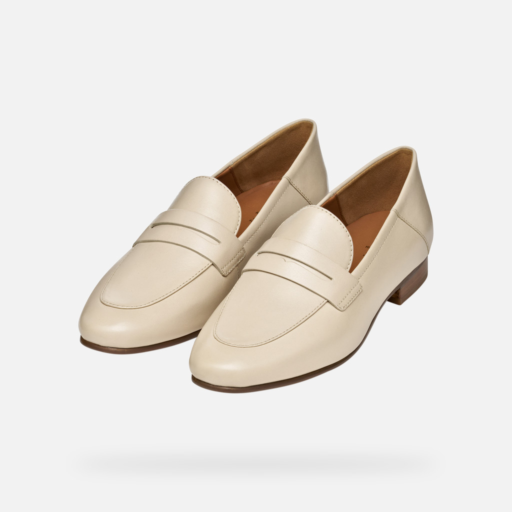 leather loafers MANTINEA WOMAN Papyrus - image number 8 | GEOX