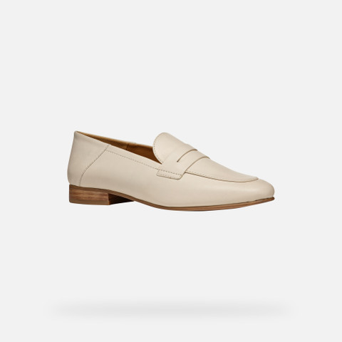 leather loafers MANTINEA WOMAN Papyrus - image number 3 | GEOX