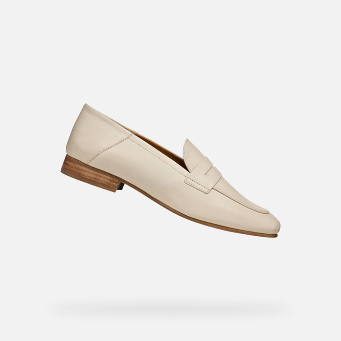 Mocassins en cuir MANTINEA FEMME Blanc cassé | GEOX