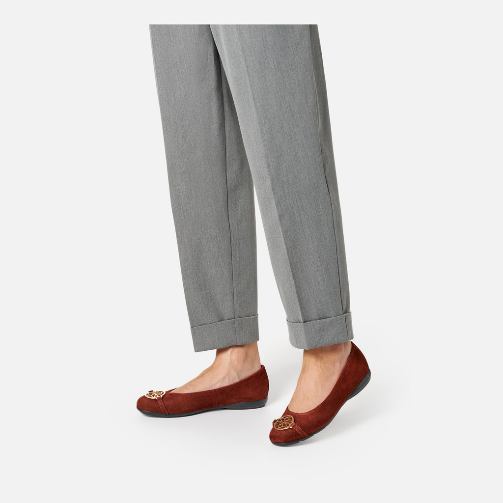 Suede ballerina pumps ANNYTAH WOMAN Brick - image number 1 | GEOX