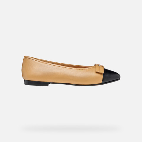 Pointed toe ballet flats MILLIANEE WOMAN Sand/Black - image number 1 | GEOX