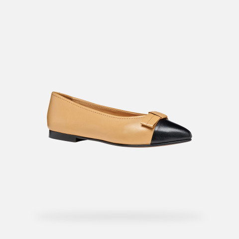 Pointed toe ballet flats MILLIANEE WOMAN Sand/Black - image number 2 | GEOX