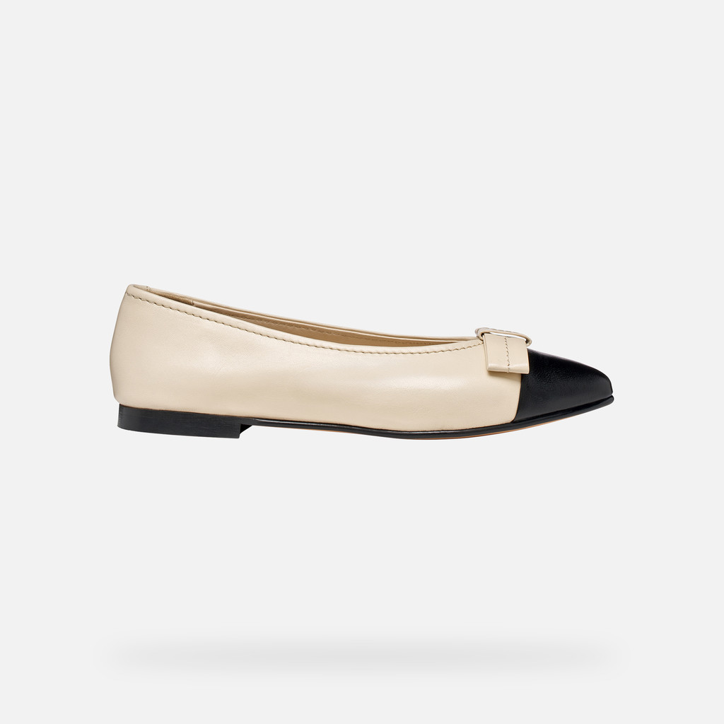Pointed toe ballet flats MILLIANEE WOMAN Papyrus/Black - image number 1 | GEOX